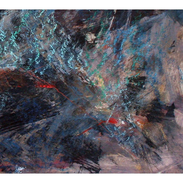 1960s Space Abstract, Mid Century Abstract Expressionism With Grey, Black, Blue, Red by Rene Couturier For Sale - Image 4 of 6