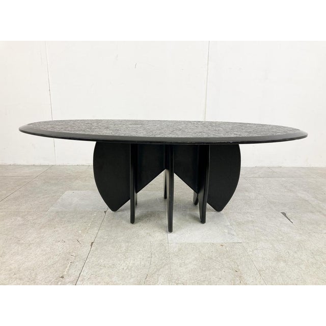 1980s Vintage Black Stone Coffee Table, 1980s For Sale - Image 5 of 12