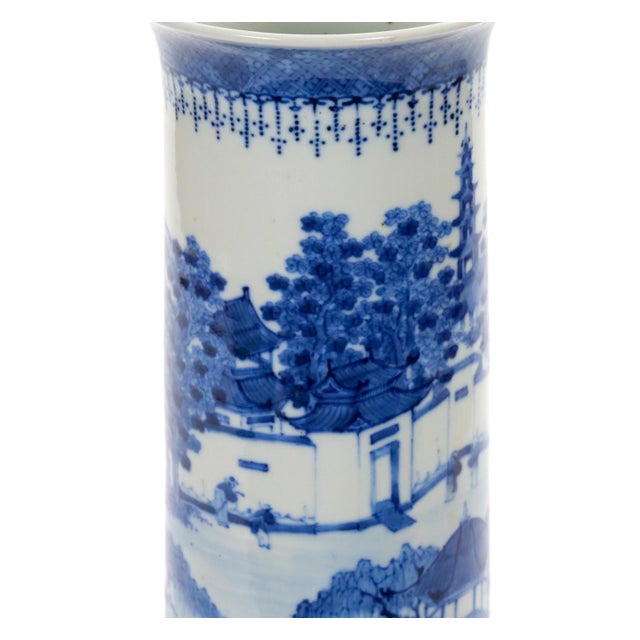 Blue and White Chinoiserie Decorated Porcelain Tableware Vase Chinese, Late 19th For Sale - Image 4 of 10