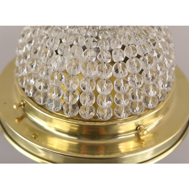 Brass Ceiling Light with Faceted Crystal Glass Beads, France, 1920s For Sale - Image 3 of 10
