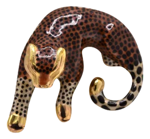 The 19th Street: Enameled Cheetah Pendant in Yellow Gold