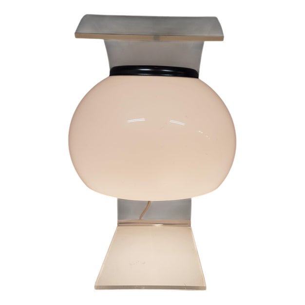 Acrylic and Glass Table Lamp, 1980s For Sale