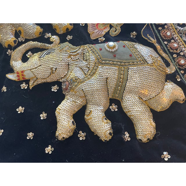 Vintage Burmese Kalaga Elephant Tapestry Wall Hanging For Sale In Washington DC - Image 6 of 10