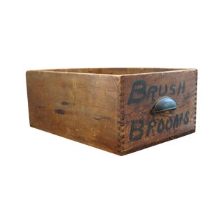 Vintage Rustic Wood Box with Dovetailed Edges For Sale