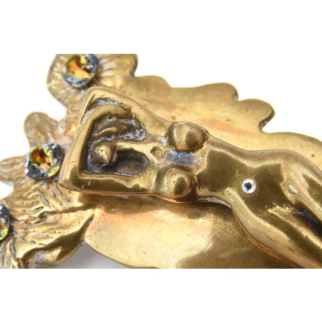Modern Signed Italian Sculptural Studio Bronze and Boris Aurelius Glass Stones Belt Buckle, 1960's For Sale - Image 3 of 8