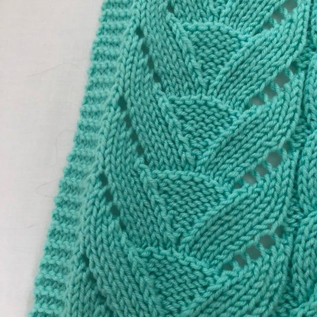 Shabby Chic Green Knitted Handmade Bed Cover / Throw For Sale - Image 3 of 8