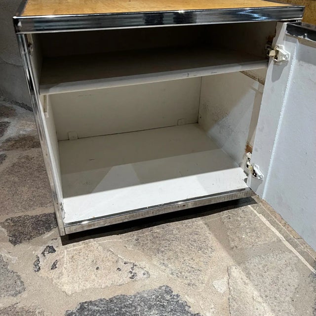 Wood 1980s Nightstands Burlwood & Chrome After Milo Baughman For Sale - Image 7 of 10