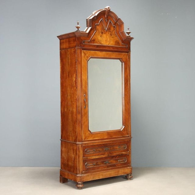 Umbertino Walnut Wardrobe with Mirrored Door For Sale - Image 11 of 11