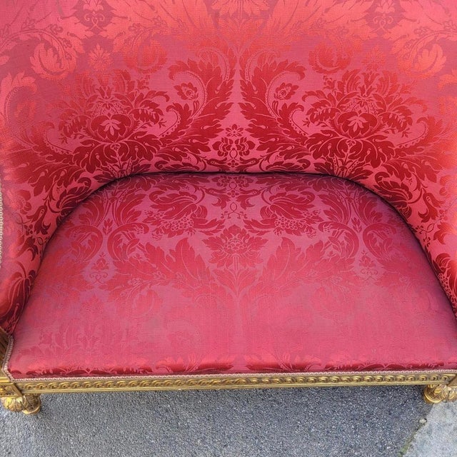 Red 20th Century Louis XVI Style Bench in Gilded Wood For Sale - Image 8 of 17