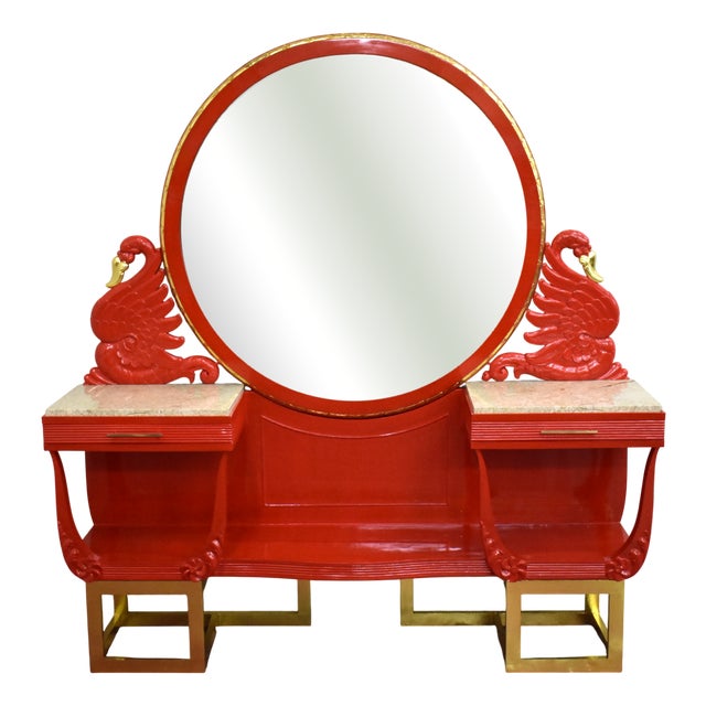 Art Deco Dressing Table with Swans For Sale