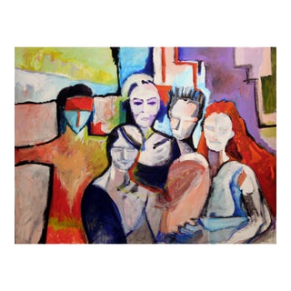 Old Friends - Abstract Expressionist Painting, Oil on Canvas, 1990s by Michael William Eggleston For Sale
