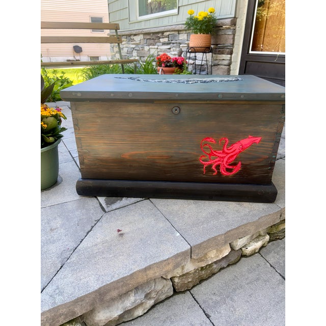 American Late 19th Century Squid and Whale Blanket Chest For Sale - Image 3 of 9