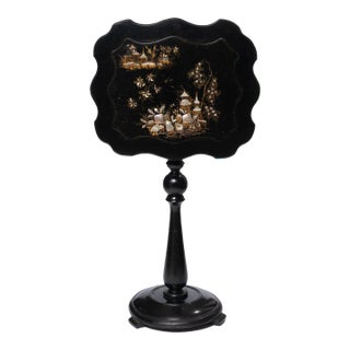 English Papier Maché Tilt Top Candle Stand (1860) For Sale