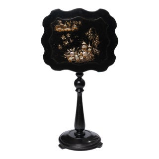 English Papier Maché Tilt Top Candle Stand (1860) For Sale