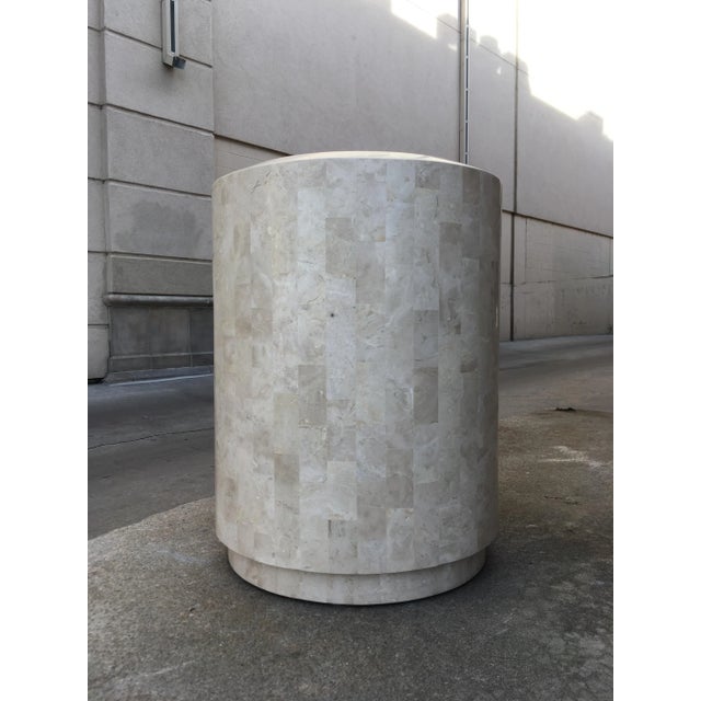 Postmodern Pedestal End Table in Tessellated Stone From Maitland-Smith Philippines For Sale In Denver - Image 6 of 13