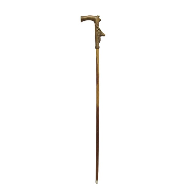 Vintage walking stick cane with intricately hand carved wood deer stag handle. Measures 31" Excellent condition, light...