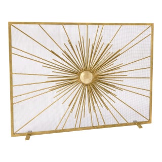 Brilliant Gold Sunburst Fireplace Screen For Sale