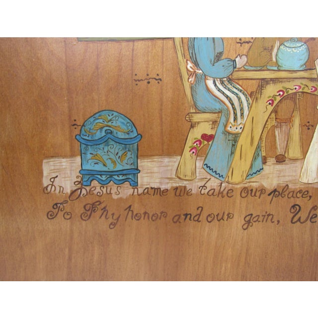 Mid-Century American Folk Art Painted Wood Panel With Table Prayer For Sale In Austin - Image 6 of 9