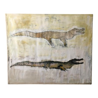 Philippe Pasqua (1969-) Mixed Media on Canvas Painting " Le Alligators" For Sale