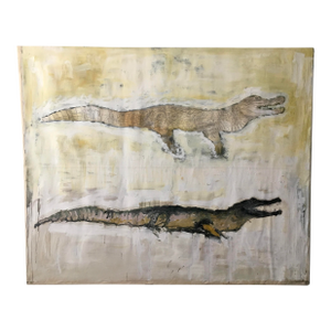 Philippe Pasqua (1969-) Mixed Media on Canvas Painting " Le Alligators"