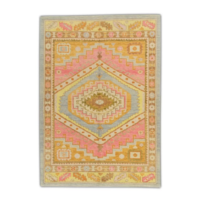 Modern Turkish Oushak Rug 5'1" x 6'11" For Sale In Houston - Image 6 of 6