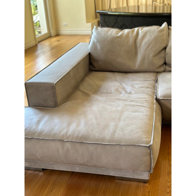 Modern Baxter Italy Leather Sectional Sofa For Sale - Image 3 of 9