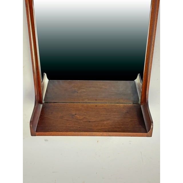 Mid-Century Modern C. 1960s Mid-Century Wall Mirror in Walnut With Shelf For Sale - Image 3 of 6