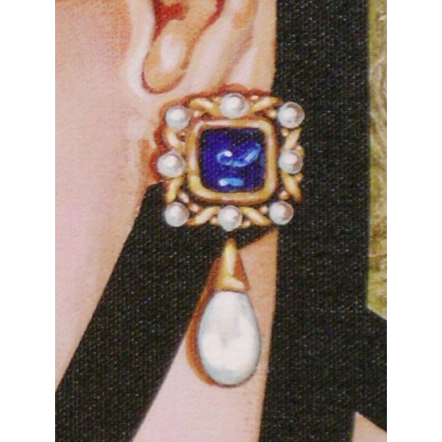 Textile Contemporary Archival Portrait Print of a Courtisan on Canvas For Sale - Image 7 of 11