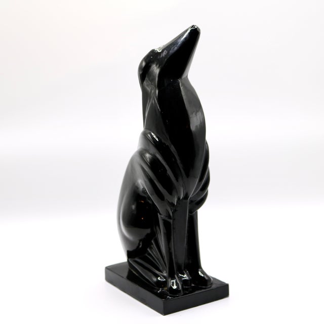 Art Deco Style Patinated Cast Metal Howling Wolf Sculpture For Sale - Image 4 of 12