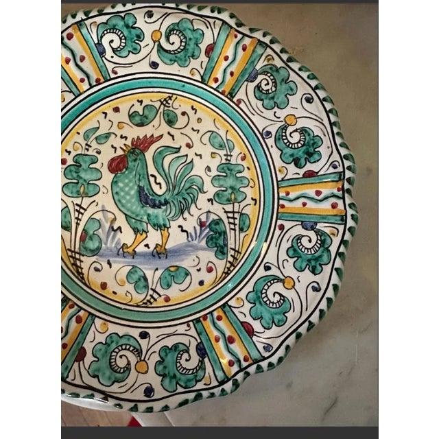 Italian Vintage Deruta Rooster Plate, Orvieto Collection, Hand-Painted Italian Majolica Wall Decor For Sale - Image 3 of 3