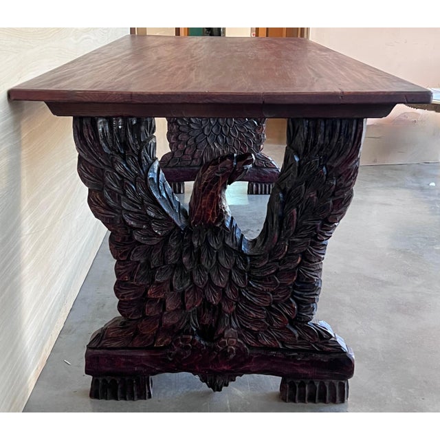 Early 20th Dining Room or Center Table with Carved Walnut Pedestal Eagles For Sale - Image 18 of 18