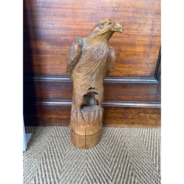 Large Antique Bamboo Hand Carved Eagle Meiji Period For Sale - Image 4 of 14