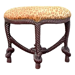 Vintage Boho Carved Knot Low Stool