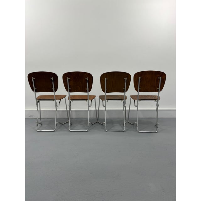 Wood Alu-Flex Dining Chairs by Armin Wirth, 1960s, Set of 4 For Sale - Image 7 of 11