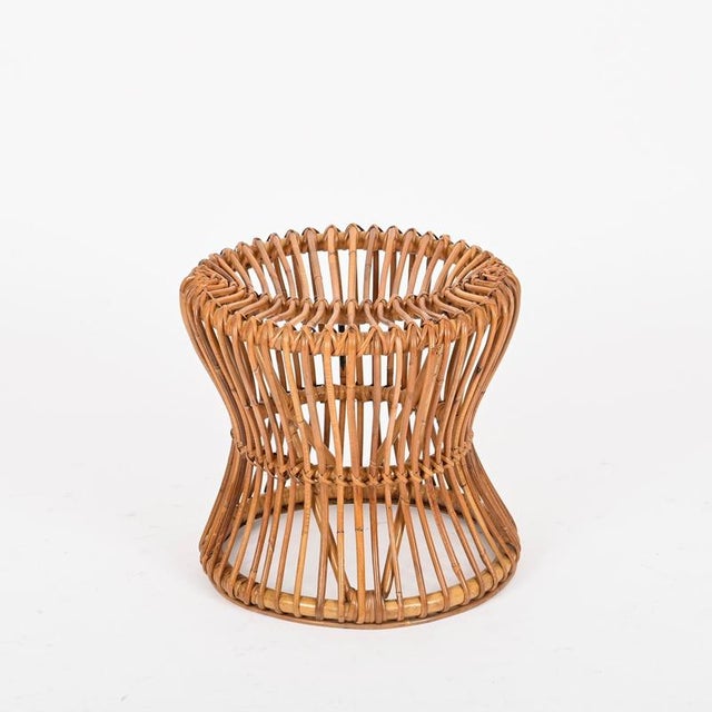 Ottoman in Curved Rattan and Woven Wicker by Franco Albini, Italy, 1960s For Sale - Image 3 of 14