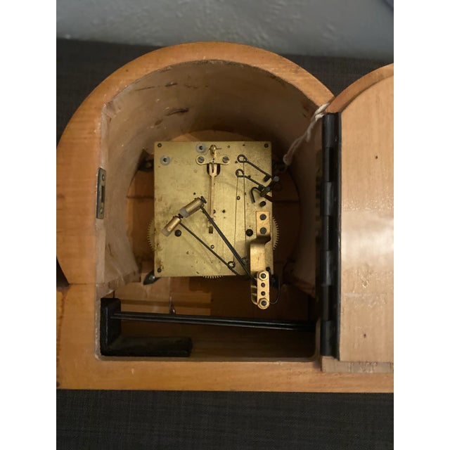 Brown 1940s Art Deco Style Wooden Mantle Clock For Sale - Image 8 of 9