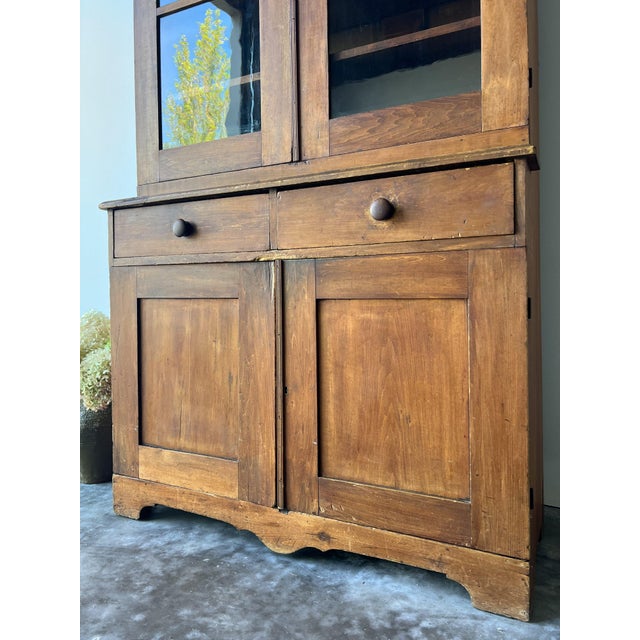 Brown Antique Primitive Pine Hutch For Sale - Image 8 of 10