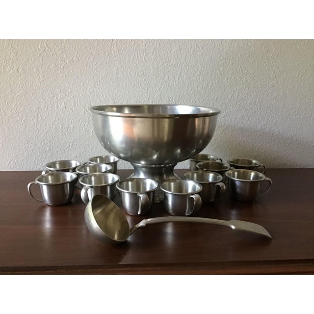 Vintage Woodbury Pewterers Punch Bowl Set, Pewter Punch Bowl Set 14
