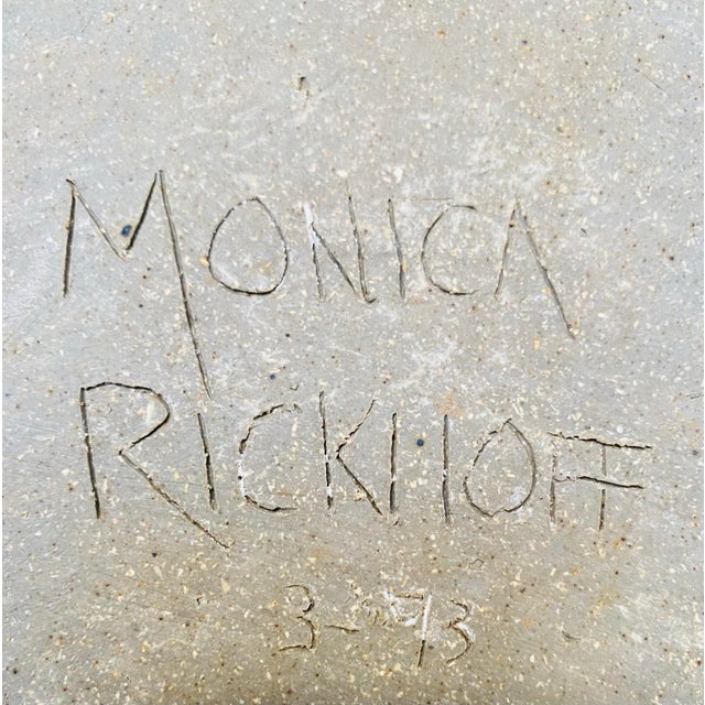 Ceramic Studio Pottery Leaves Shaped Wall Pocket Signed Monica Rickhoff 1993 For Sale - Image 7 of 8