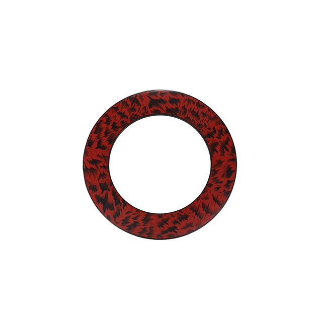 Vintage Circular Red Hand Painted Tortoiseshell Mirror Frame For Sale - Image 4 of 9