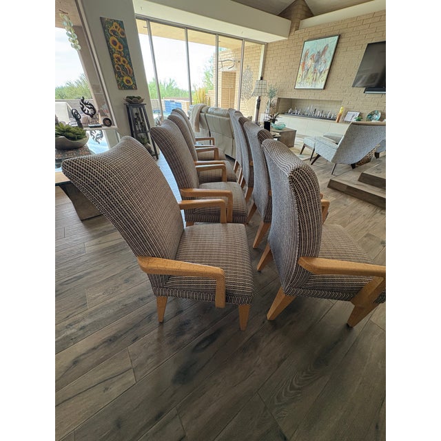 Set of 8 Attributed to Sally Sirkin Lewis for J. Robert Scott Art Deco Revival Dining Chairs — Crackle Lacquer Frames, Vintage Designer Set For Sale - Image 10 of 15