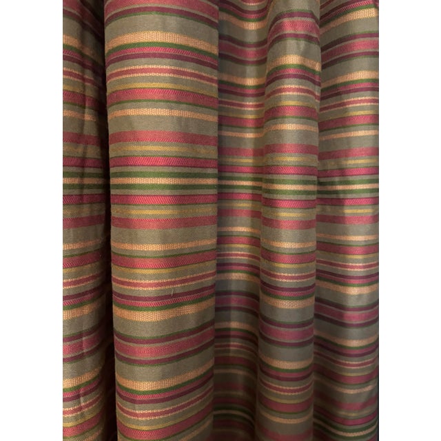 2010s Custom Pinch-Pleat Striped Drapery Panels – Pair – Fully Lined 22x96 For Sale - Image 5 of 5
