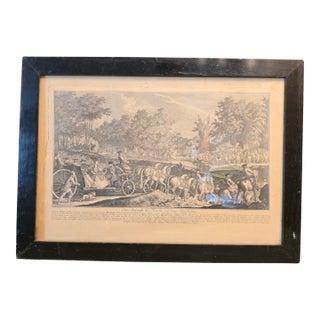 Mid 18th Century Antique Johann Elias Ridinger Engraving-"The Arrival of the Prince at the Rendezvous", Framed For Sale