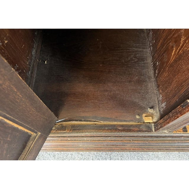 19th Century Marble Top Continental Oak Buffet With Leaded Glass Door For Sale - Image 14 of 18
