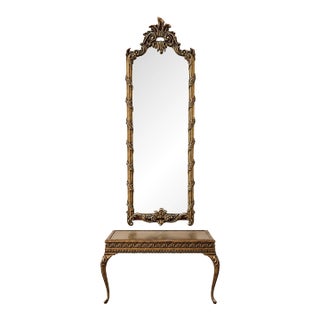 1960s Rococo Revival Wall Mirror & Console Shelf Turner Fashion Plate For Sale