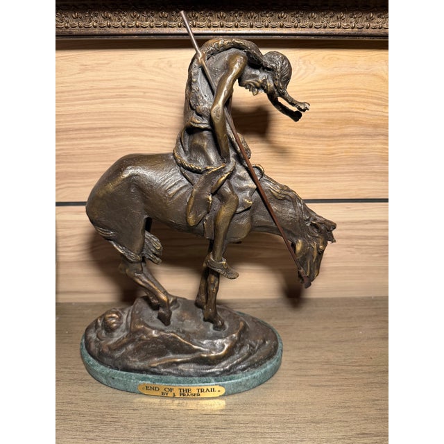1980s Bronze ‘End of the Trail’ Sculpture, Styled After Fraser.” For Sale - Image 11 of 12