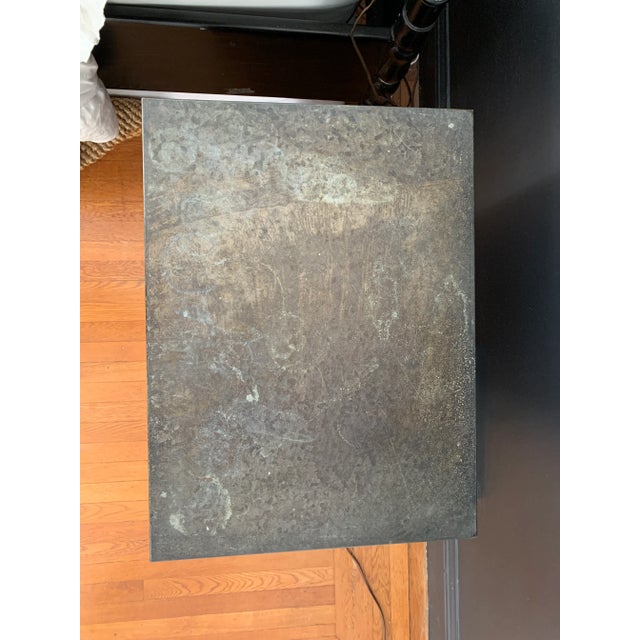 Industrial Leather and Metal Nightstands - a Pair For Sale - Image 4 of 9