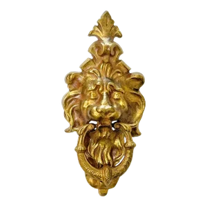 Antique French Gilt Bronze Lion Head Door Knocker