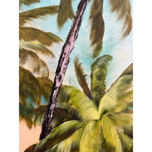 Vintage Signed M. Bryson Tropical Beach Palm Tree Landscape Painting, Framed For Sale - Image 16 of 17