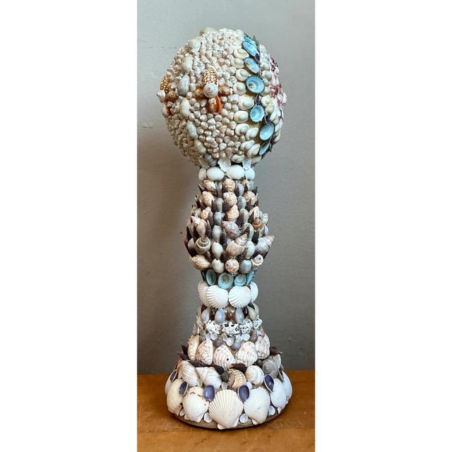 Baby Blue Vintage Seashell Encrusted Sculpture For Sale - Image 8 of 12